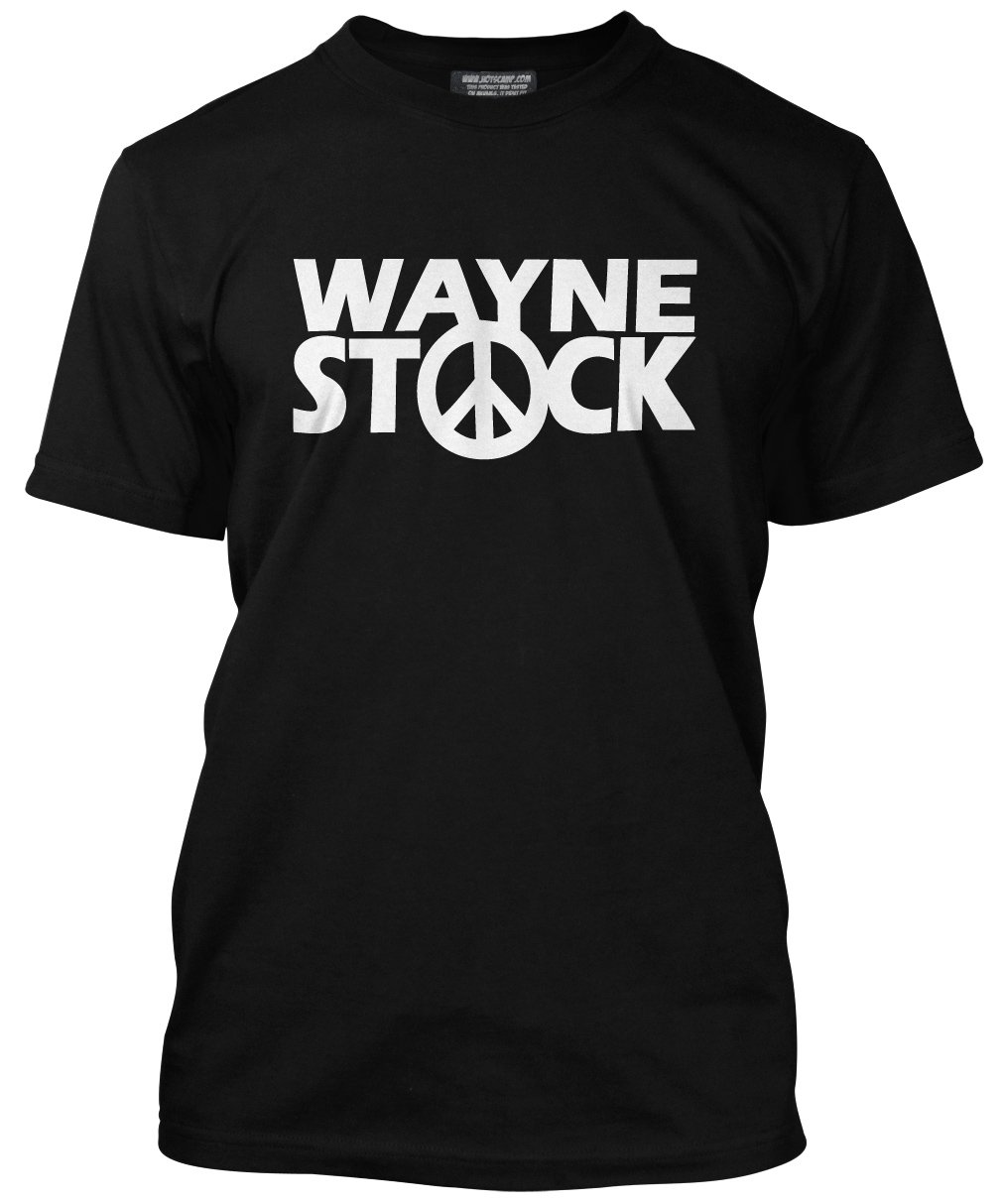 Hotscamp Men's Black Waynestock Tshirt World Costume Fancy Dress Party Halloween Waynes Garth Tee Unisex T-Shirt Tee - M