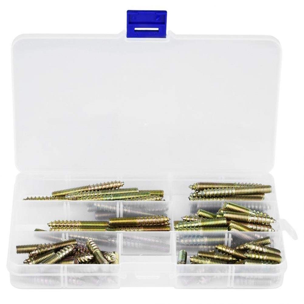 Nägel und Schrauben Kit 90 stücke M6x25 / 30/35/40/50/60mm Dübel Schraube Holzbearbeitungsmöbel Stecker Doppel Beendig Schraubaufhänger Bolzeneisen Flachkopf Schrauben Haushalt Werkzeug Set Hardware A