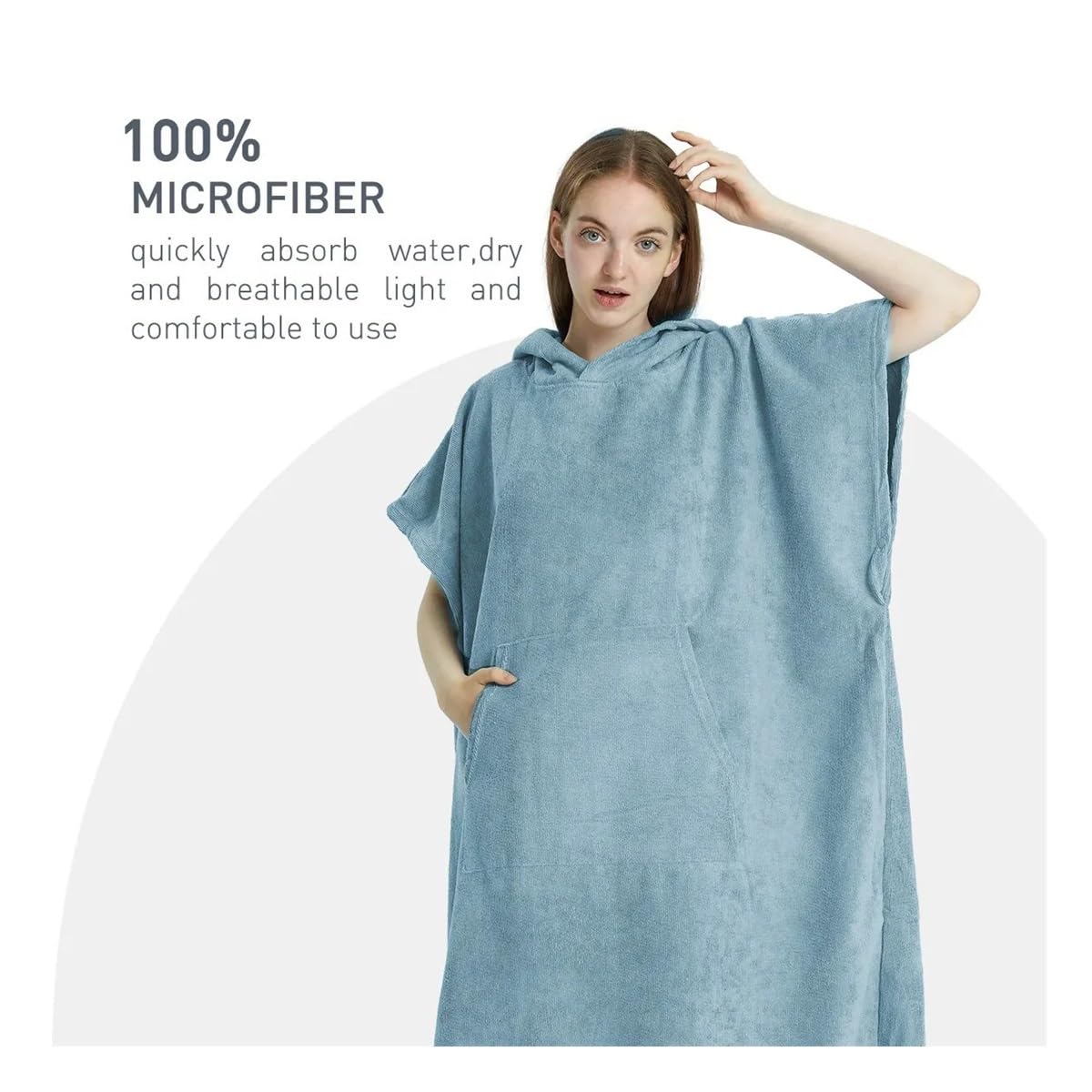 Surf Poncho Handtuch Poncho Schnell Trocknendes Handtuch Hoodie Mikrofaser Strandmantel (Hellblau)