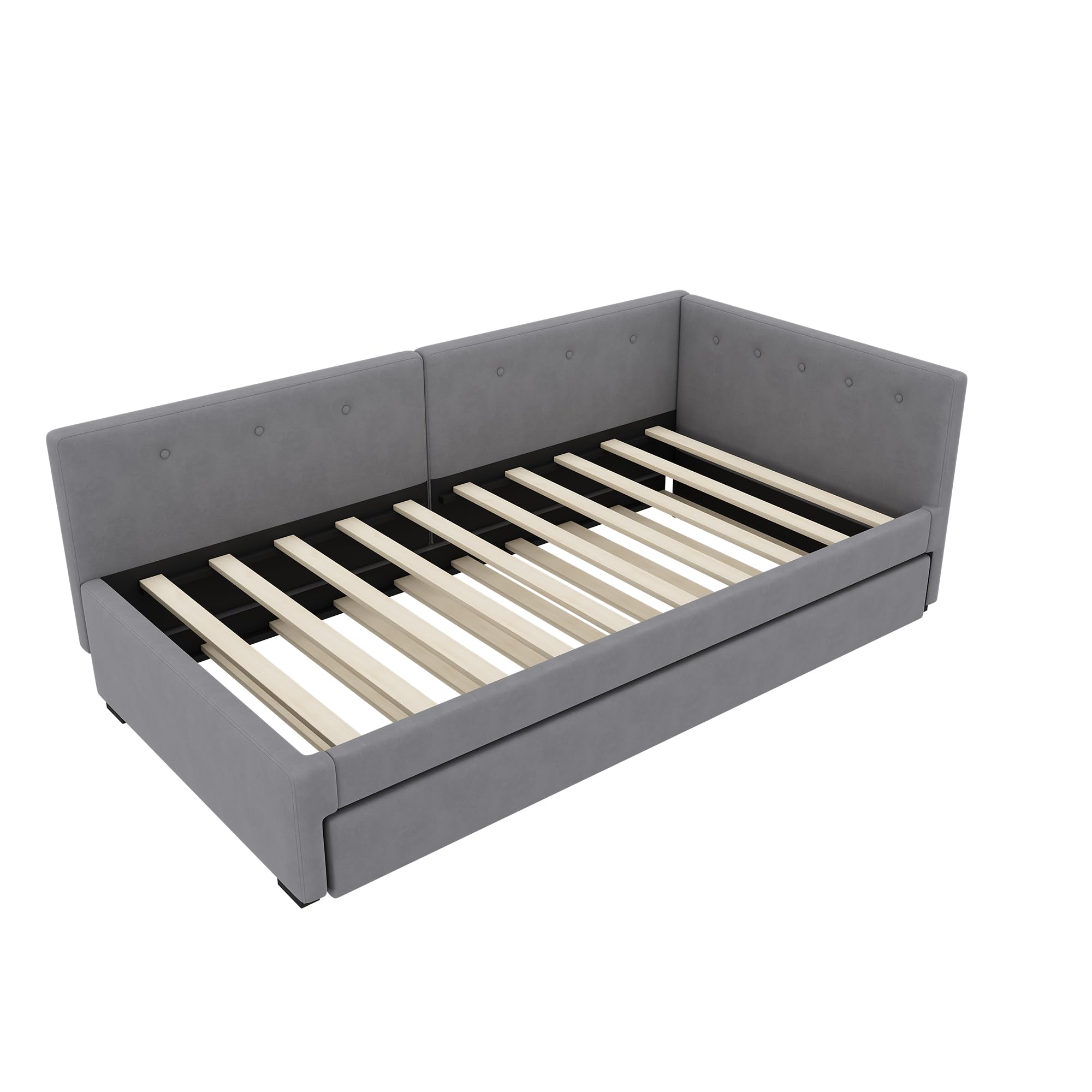Daybett 90X200cm, Tagesbett mit Rollbett, Schlafsofa, Einzelbett (Ohne Matratze), Minimalistisches Styling (Grau)