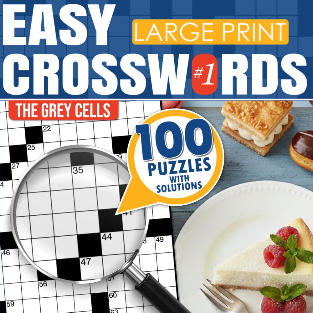 Easy Crossword Puzzles: Large Print Crossword Puzzle Book for Adults & Seniors | 100 Easy Crosswords for Beginners with Relaxing Brain Games