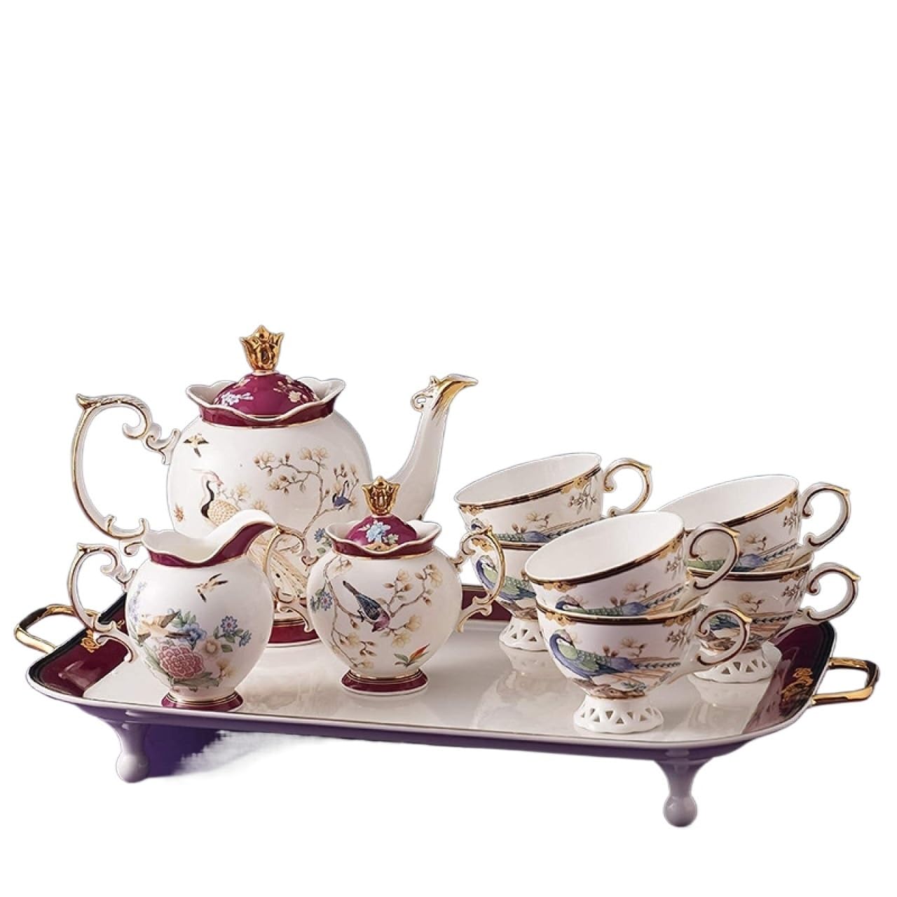 Zestawy do herbaty dla dorosłych, porcelanowy zestaw do herbaty, wysokiej jakości porcelana kostna, zestawy filiżanek do kawy na popołudniową herbatę i kawę prezent ślubny (10 szt.)