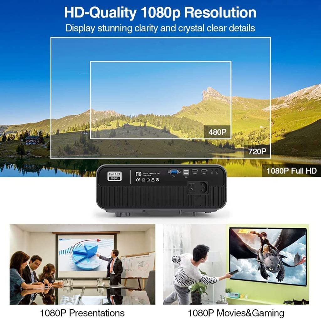 ARTSZY Proiettore for la casa Sistema di videoproiettore for home theater a led Full Hd 1080p Risoluzione nativa 10000:1 Rapporto di contrasto 900dab Proiettore