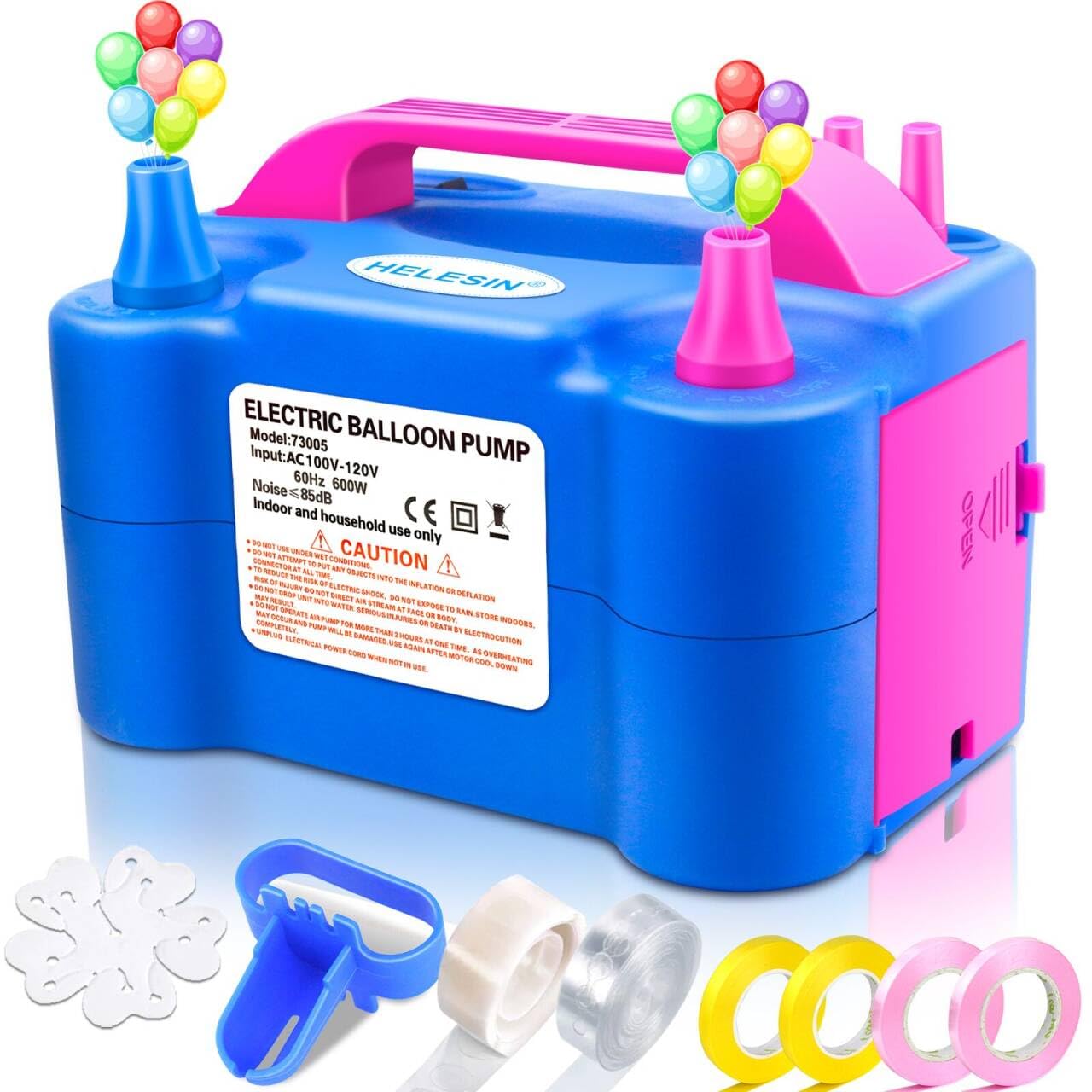 Pompa per Palloncini Elettrica, Pompa per Palloncini Elettrica con 2 Nastri per Palloncini, Pompa per Palloncini a 2 Modalità di Gonfiaggio, Gonfiatore per Palloncini per Compleanno (Blua)