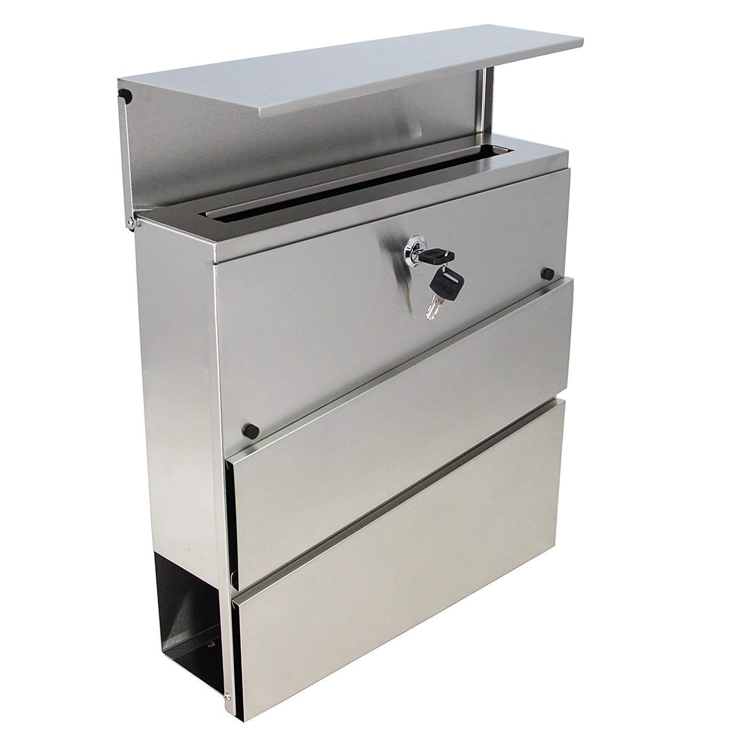 MPB932 The New Style Vertical Lockable Mailboxes Brushed Stainless Steel with Newspaper Holder Modern Urban Style - Quality is TOP, Anti-Rust, Sturdy AS Reviews from Client