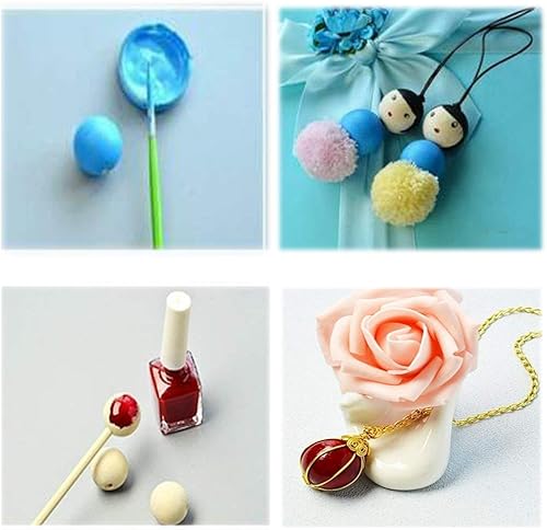 Miniatura 4 de 200 cuentas de madera de 0.551 in redondas de madera espaciadora cuentas sueltas de madera natural sin terminar