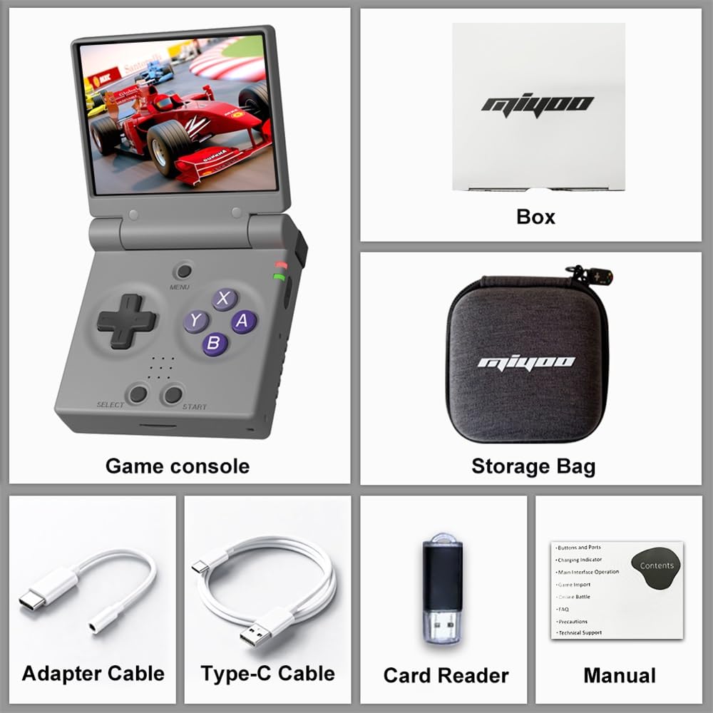 Miyoo Mini Flip Retro Handheld Game Console, 2.8 Inch 750*560 IPS