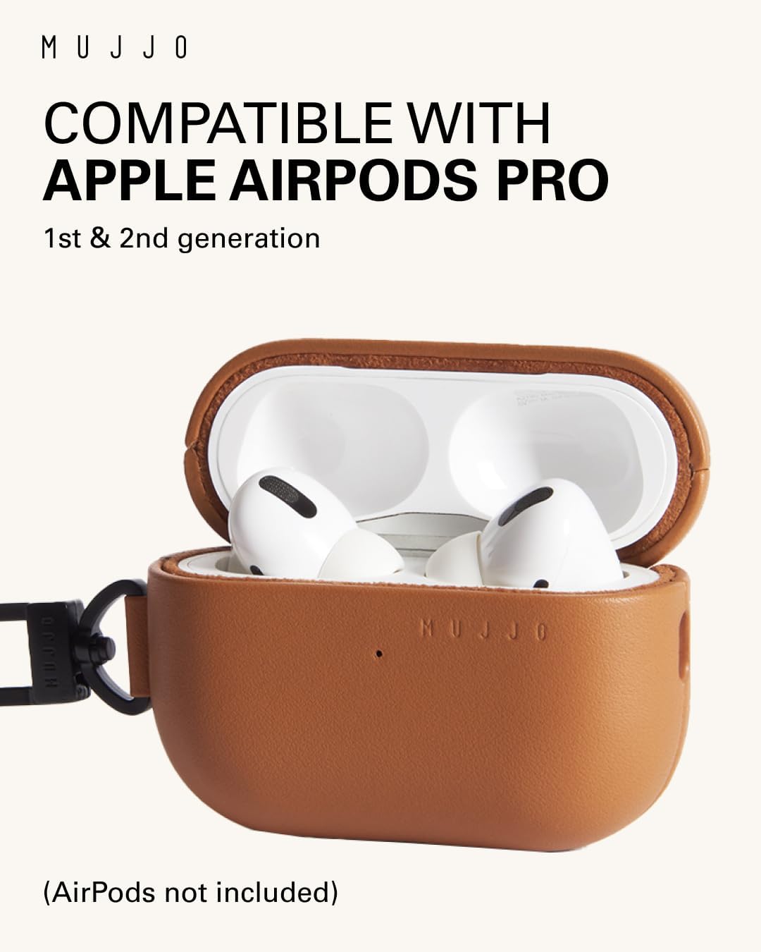 Mujjo Echelon Leather Case for AirPods Pro (3rd Gen) - Wireless Charging Compatible - Durable & Luxurious Design - Secure Fit - Premium Leather - Tan