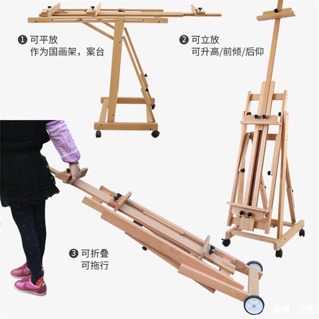 Pintura al óleo Piso Caballete de madera Elevador Marco pintura plegable Estante