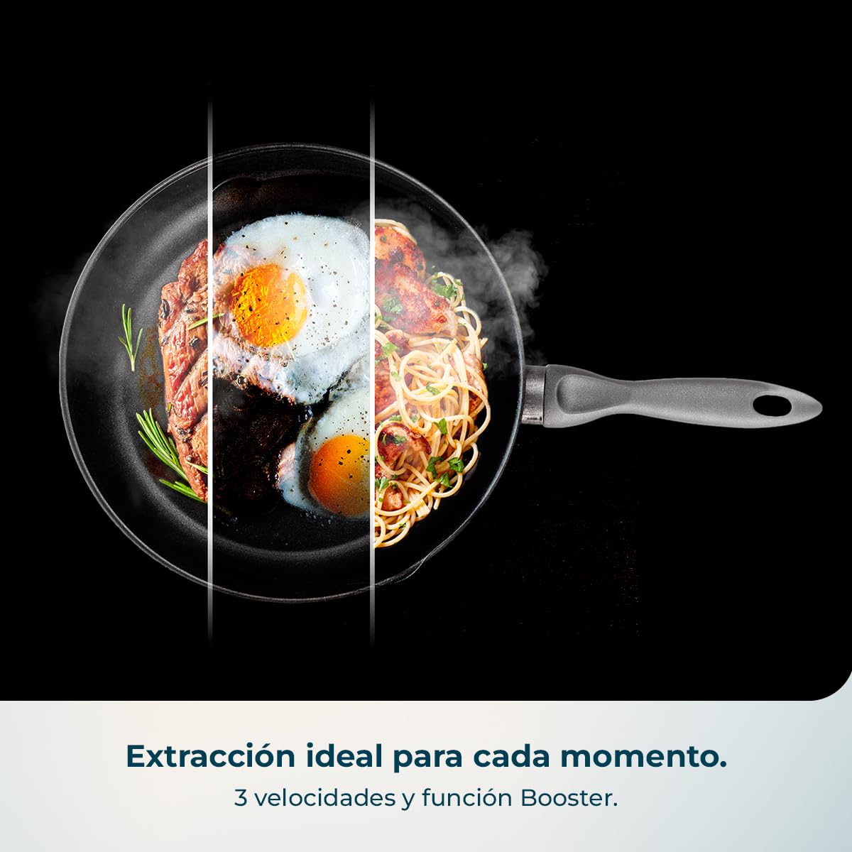 Cecotec Campana Extractora 60cm Decorativa Bolero Flux DT 604400 Matt Black A+++. Succión 416,5m³/h, 3 Velocidades, Bajo Consumo, Motor DC, Control de Movimiento y Táctil, Cristal Mate, Cuerpo Inox