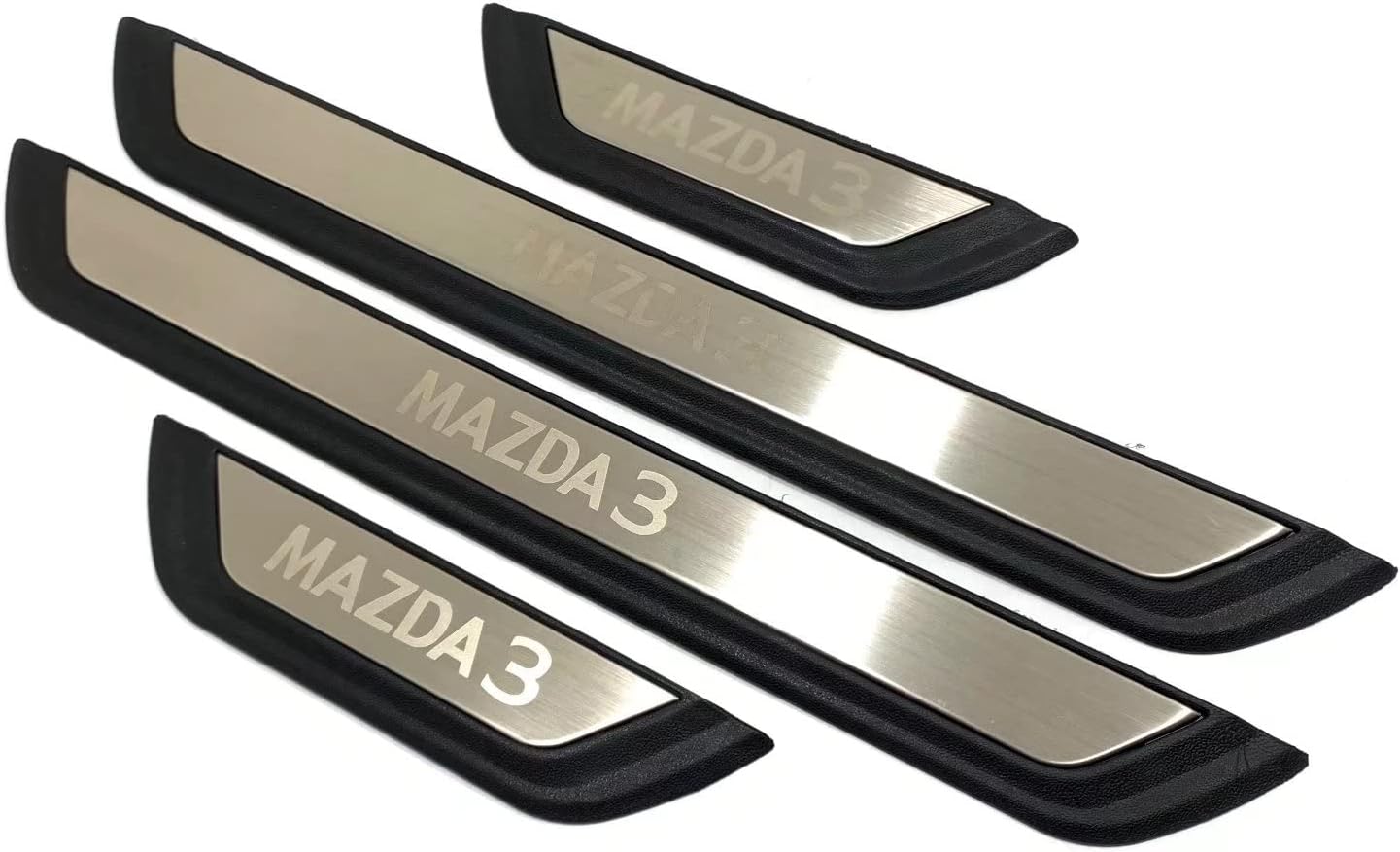 Car Door Sill Scuff Protector, for Mazda 3 2020-2023 Accessories Parts, Stainless Steel with abs Plastic Door Entry Guard Plate Trim Cover, Auto Interior Accessory Kick Panels 4pcs Set