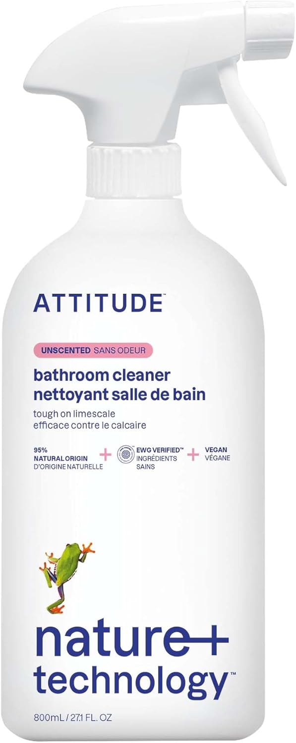 ATTITUDE Bathroom Cleaner, EWG Verified, Plant- and Mineral-Based, Vegan Household Products, Unscented, 27.1 Fl Oz ATTITUDE Bathroom Cleaner, EWG Verified, Plant- and Mineral-Based, Vegan Household Products, Unscented, 27.1 Fl Oz