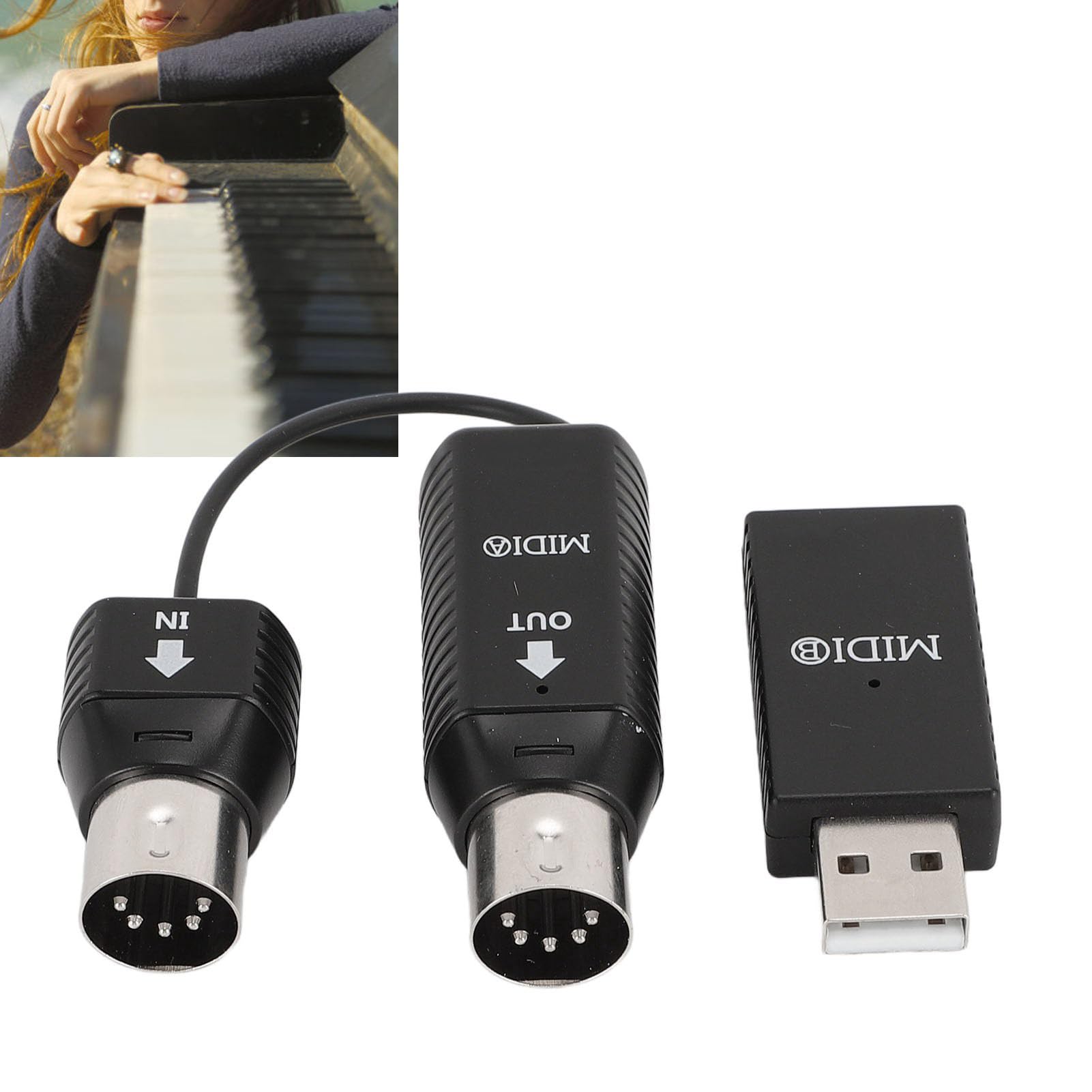 Adattatore MIDI Wireless, Trasmissione MIDI da MIDI a USB Plug and Play per Tastiera Digitale e Controller MIDI, Compatibile con Dispositivi OS X e iOS