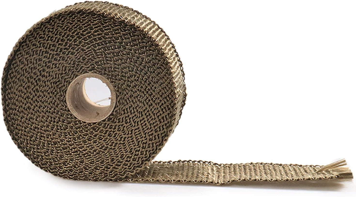 2''x16' Exhaust Heat Wrap Roll for Motorcycle Fiberglass Heat Shield Tape with 2 Stainless Snap (0170)