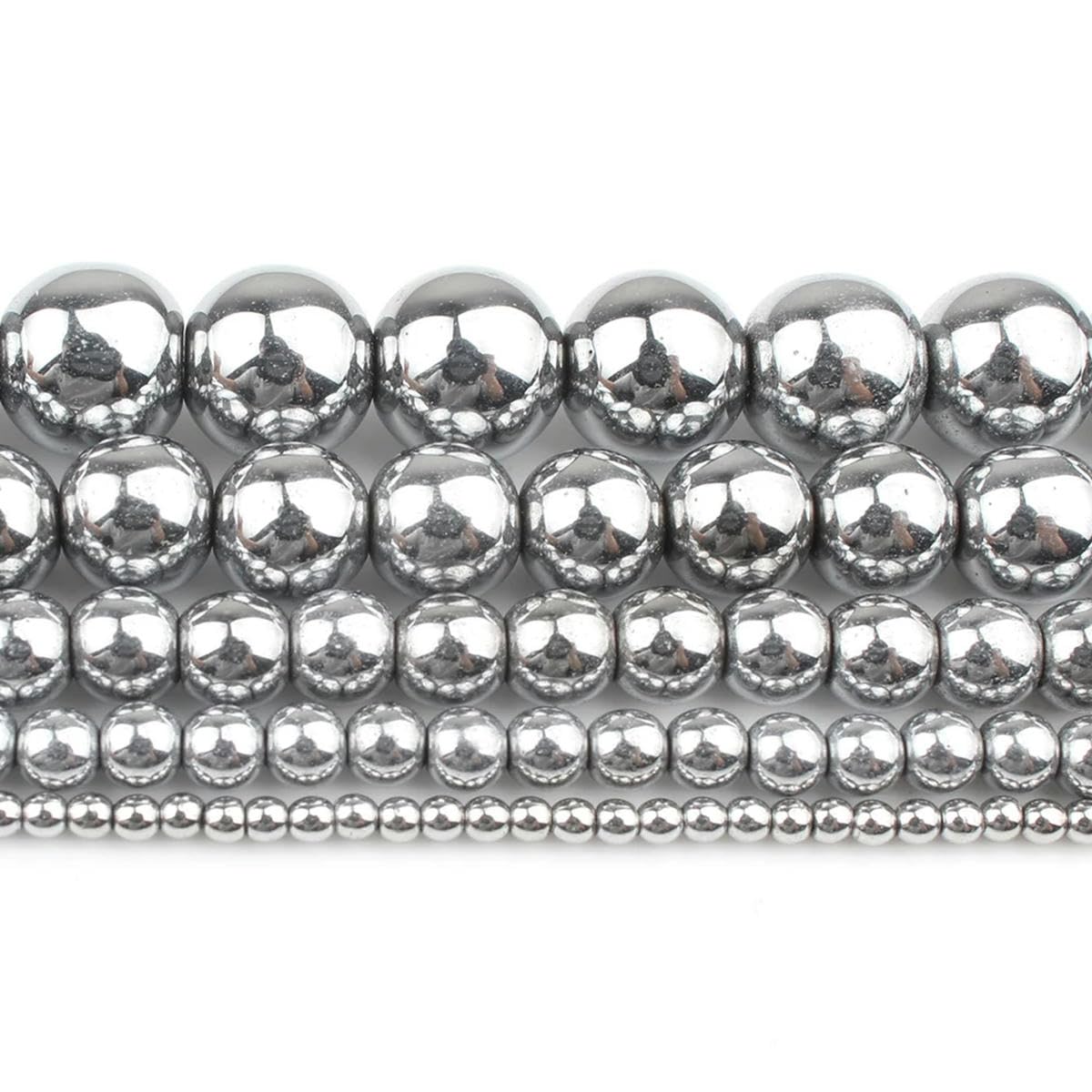 60 perline rotonde sfuse in ematite naturale, 6 mm, per la