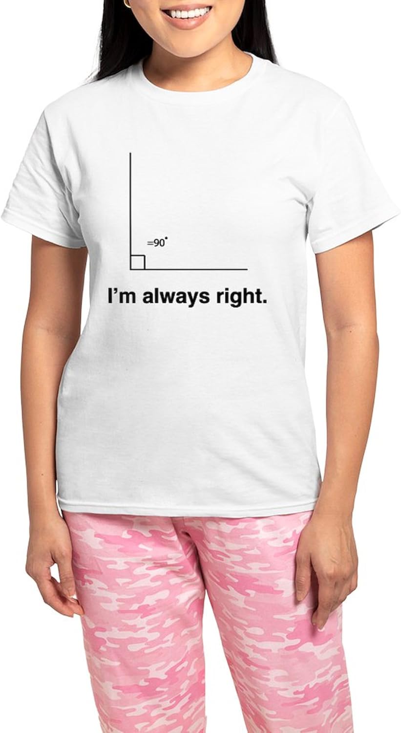 CafePress Im Always Right Pajamas Women's Novelty Cotton Pajama Set, Comfortable PJ Sleepwear