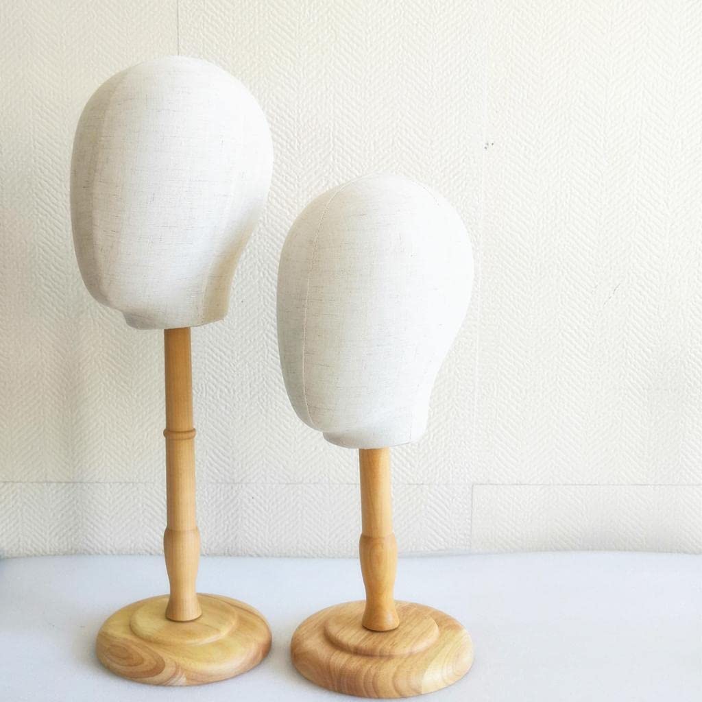 Generic Testa Manichino con Supporto Modello Testa Parrucca Porta Gioielli Porta Cappelli Espositore Occhiali in Tela Su Base Legno Adatto per Esposizione Neg, Legno alto