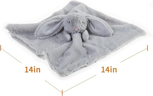 Miniatura 6 de Apricot Lamb Manta de seguridad de animales de peluche, conejito gris, manta de seguridad para guardería, manta de lujo para acurrucarse de felpa