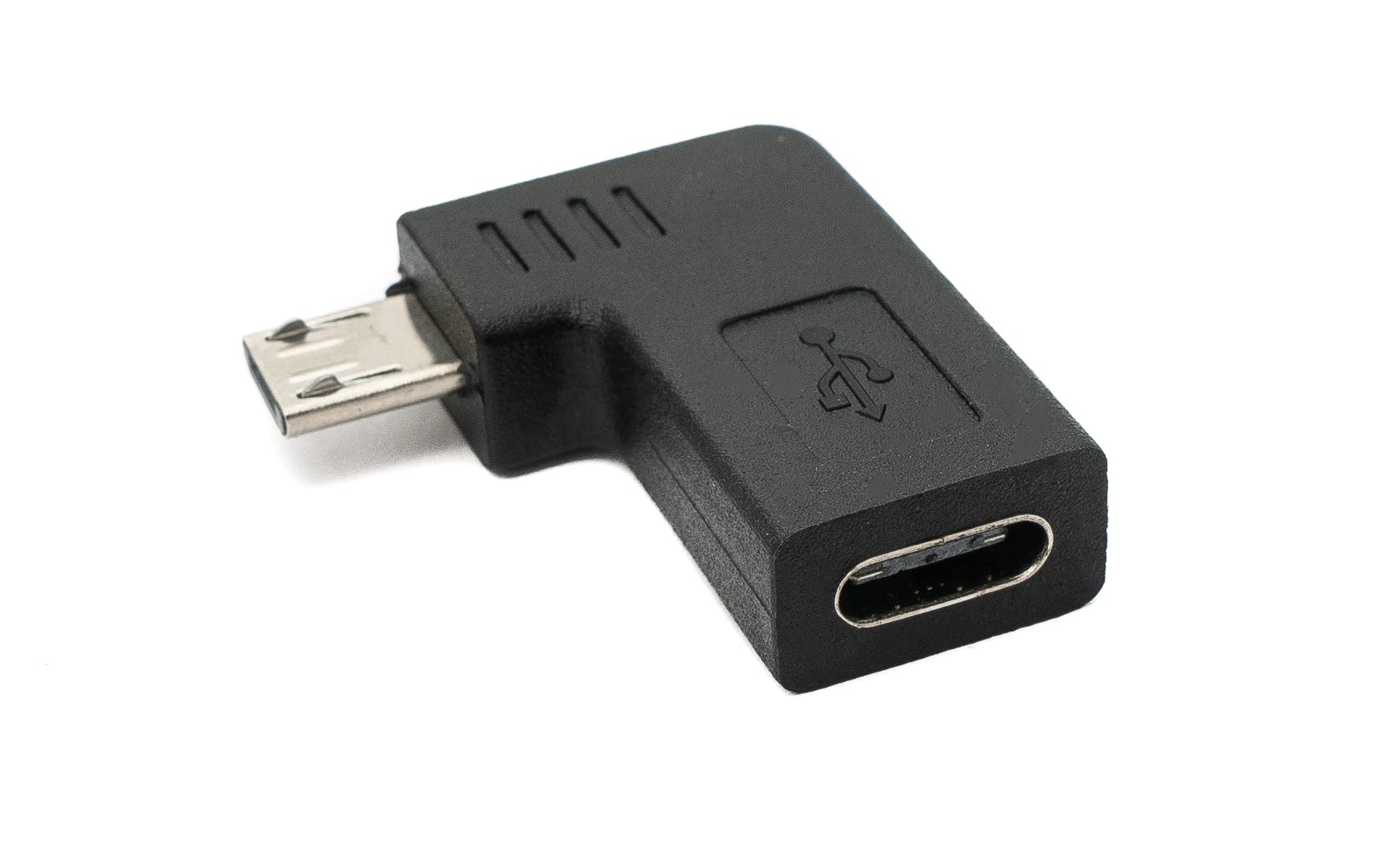 SYSTEM-S Adapter USB 3.1 z gniazdem typu C do 2.0 Micro B wtyk kątowy kabel czarny