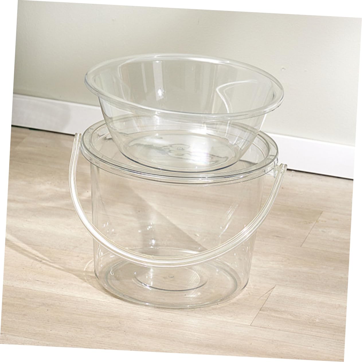 Seau de Nettoyage avec Couvercle et Poignée, Lot de 2, Plastique