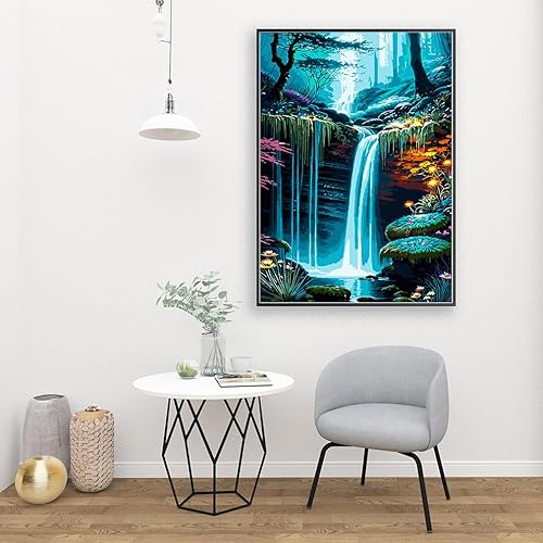 Miniatura 4 de MjhRcll Pintura por número, pintura por números para adultos y principiantes, kits de pintura acrílica en cascada sobre lienzo por números, pintura