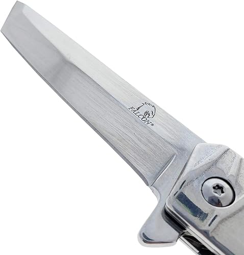 Miniatura 5 de Cuchillo de bolsillo plegable asistido por muelle estilo tanto, hoja de acero inoxidable recubierta de color y mango con clip para cinturón