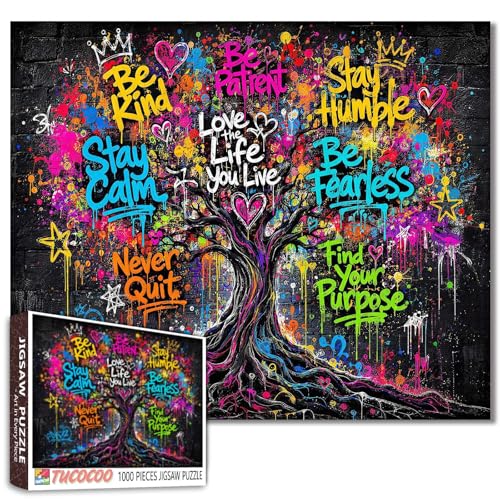 Inspirierendes Graffiti-Baum-Puzzle 1000-Teile-Puzzle für Erwachsene und Anfänger Bunte Straßenwandbild-Puzzles Anspruchsvolle… – Ansicht 1