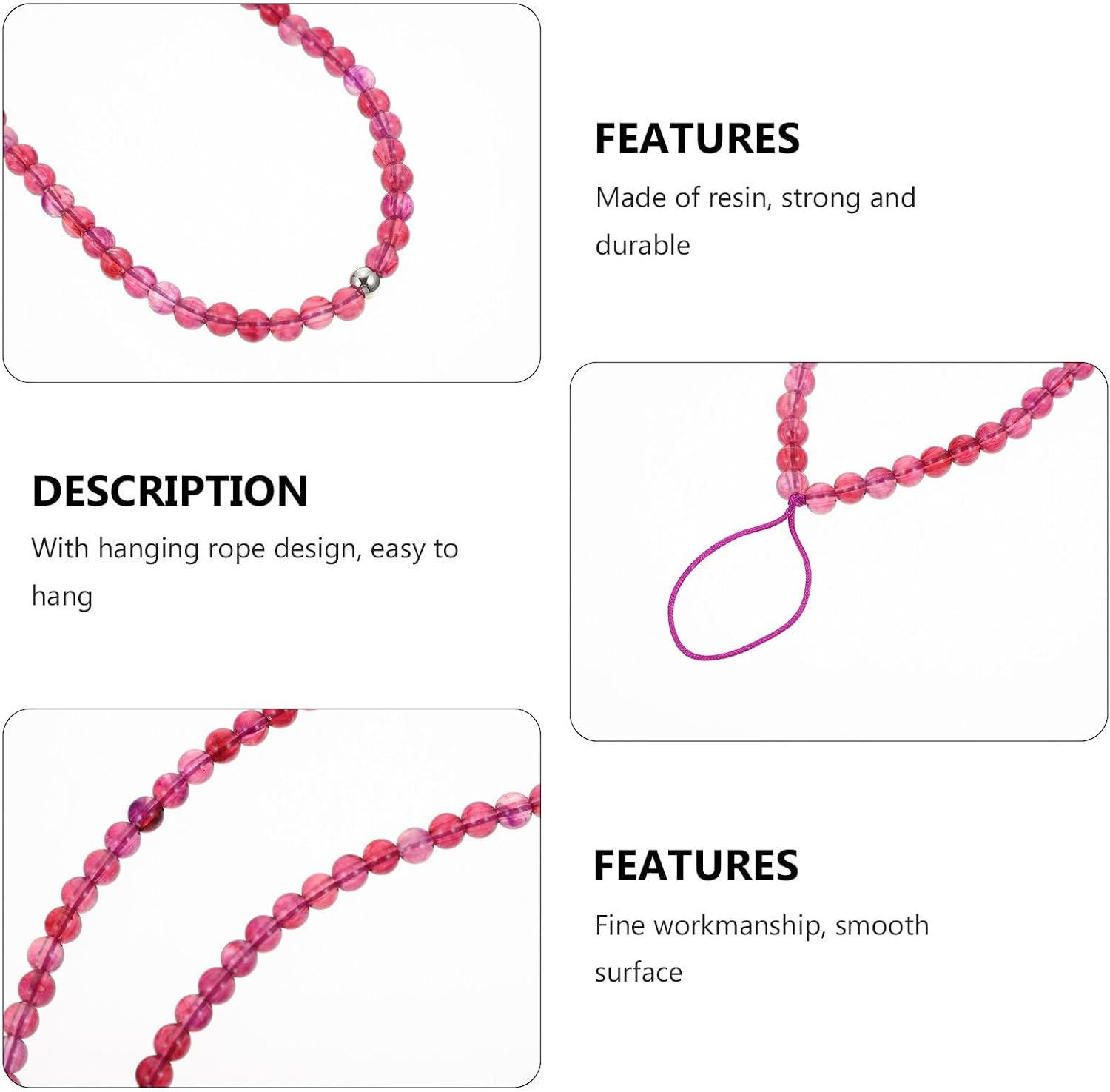 Purple Resin Beaded Phone Charms Lanyard for DIY Mobile Phone Cases image 3