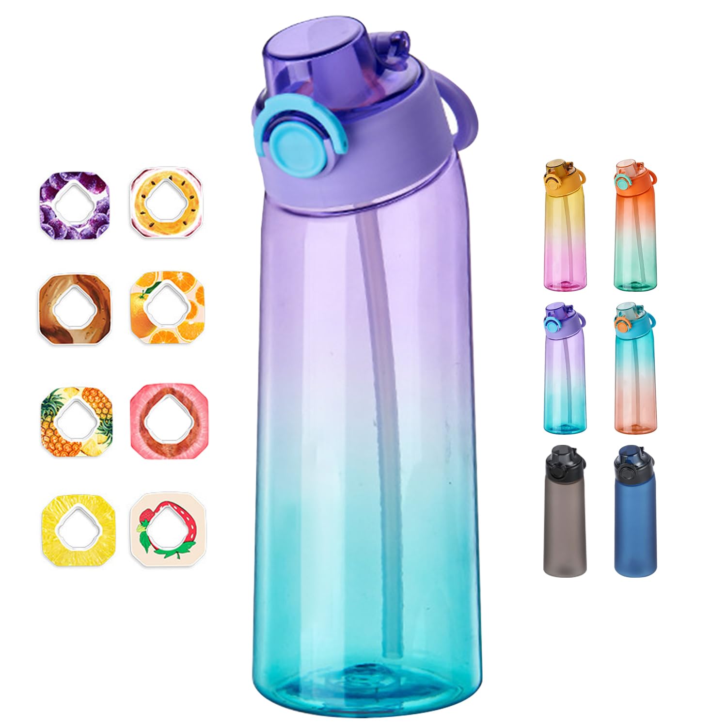 Bouteille Air Gourde Up Sport 900ML avec Paille et 8 Pods Aromatisés