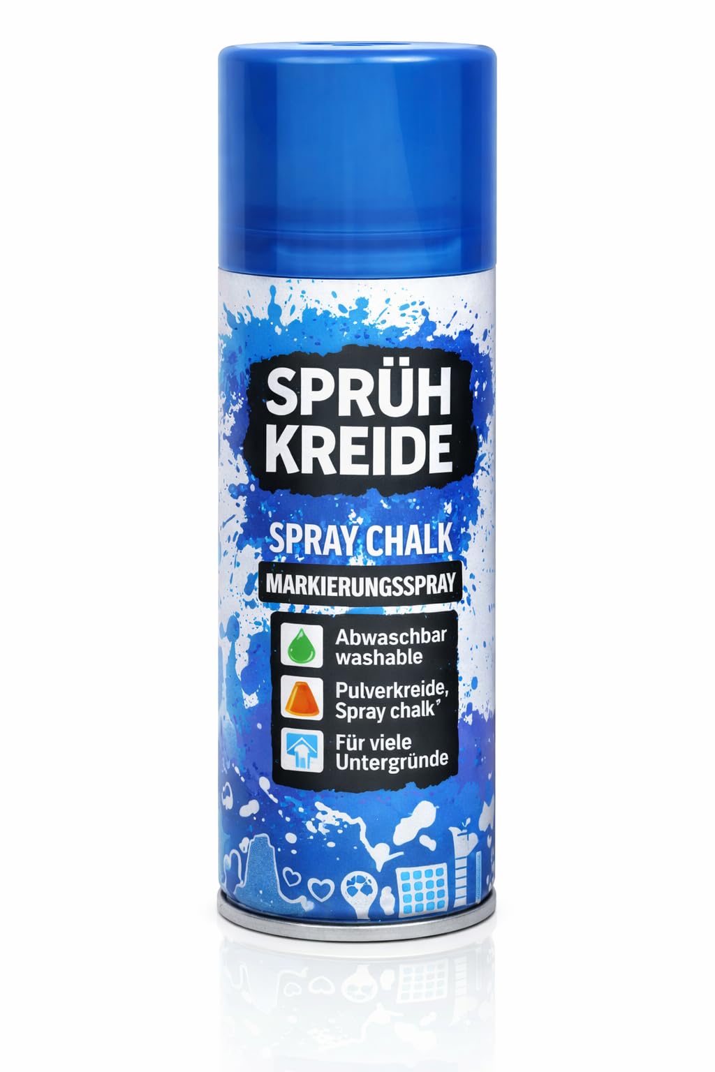Buntes Sprühkreide Set (je 100ml) | 6, 12 oder 24 Dosen | Abwaschbares Kreidespray für Kinder & Party | Temporäres Markierungsspray für Auto, Straße & Deko (24 Stück)