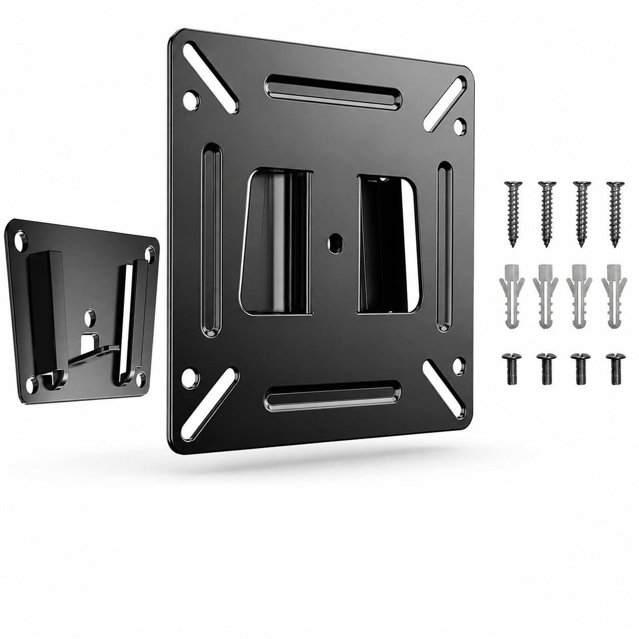 Latin Fixed TV Wall Mount Bracket for 14–24 Inch LED/LCD TVs & Monitors | Universal Low Profile Slim Wall Mount | VESA 75x75 & 100x100 mm Compatible | Heavy Duty Metal Support up to 15kg