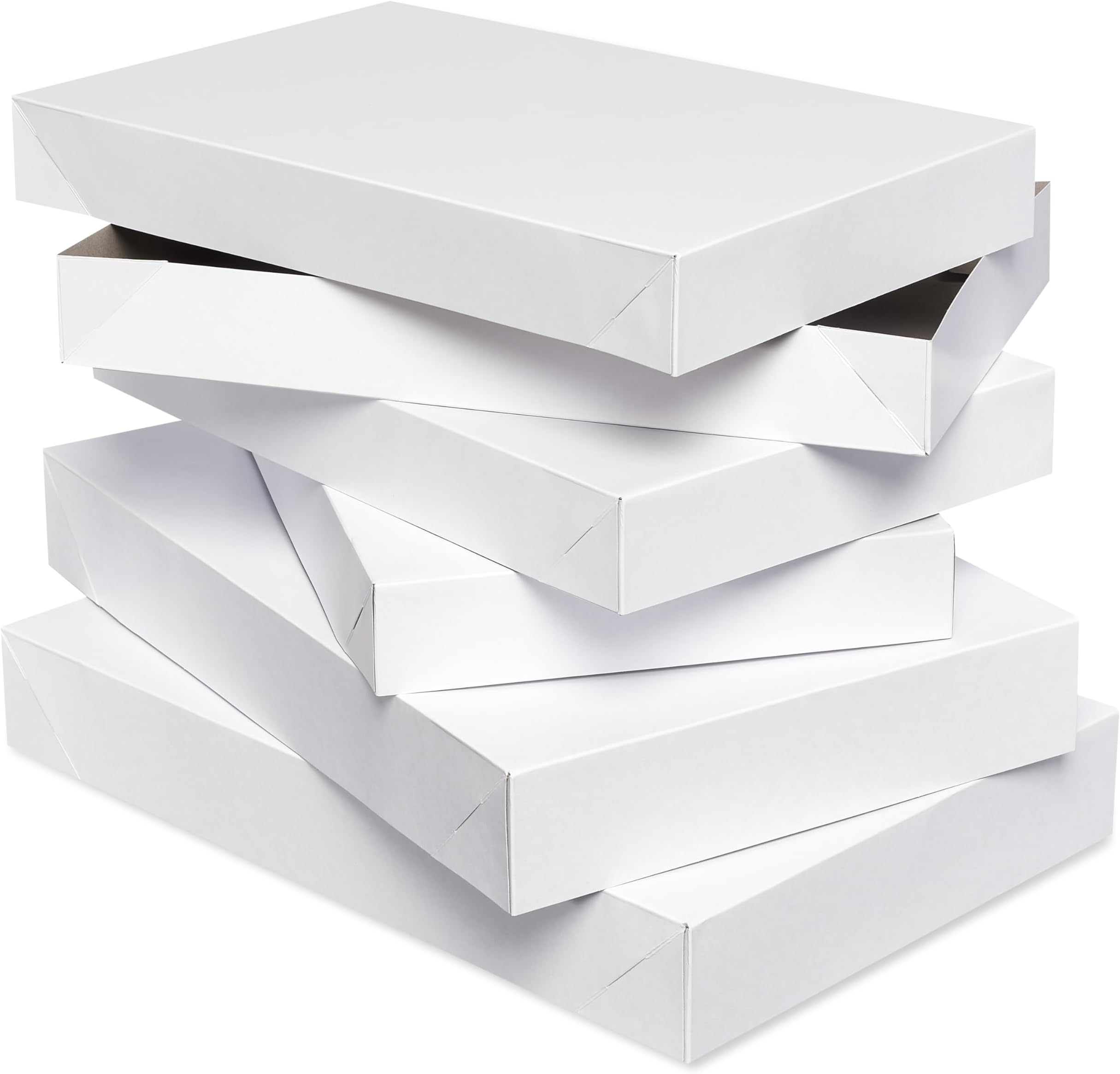 American Greetings White Gift Boxes with Lids for Fathers Day, Graduation, Birthdays and All Occasions, (5-Count, 3 Medium 14.75'' x 9.5'', 2 Large 17''x 11'')