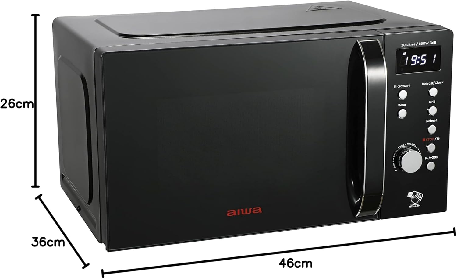 Dimensions of Aiwa AMW-202DG/BK Microwave