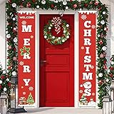 KIT DE SUMINISTROS DE NAVIDAD DIVERTIDOS: Cuelgue este banner de fiesta de Navidad en su casa, oficina, patio, porche delantero, puerta frontal, ventana o tienda de campaña y espere a que vengan los amigos, recibirá muchos cumplidos y las banderas. Mejora el ambiente festivo, fiesta de navidad decorativa.