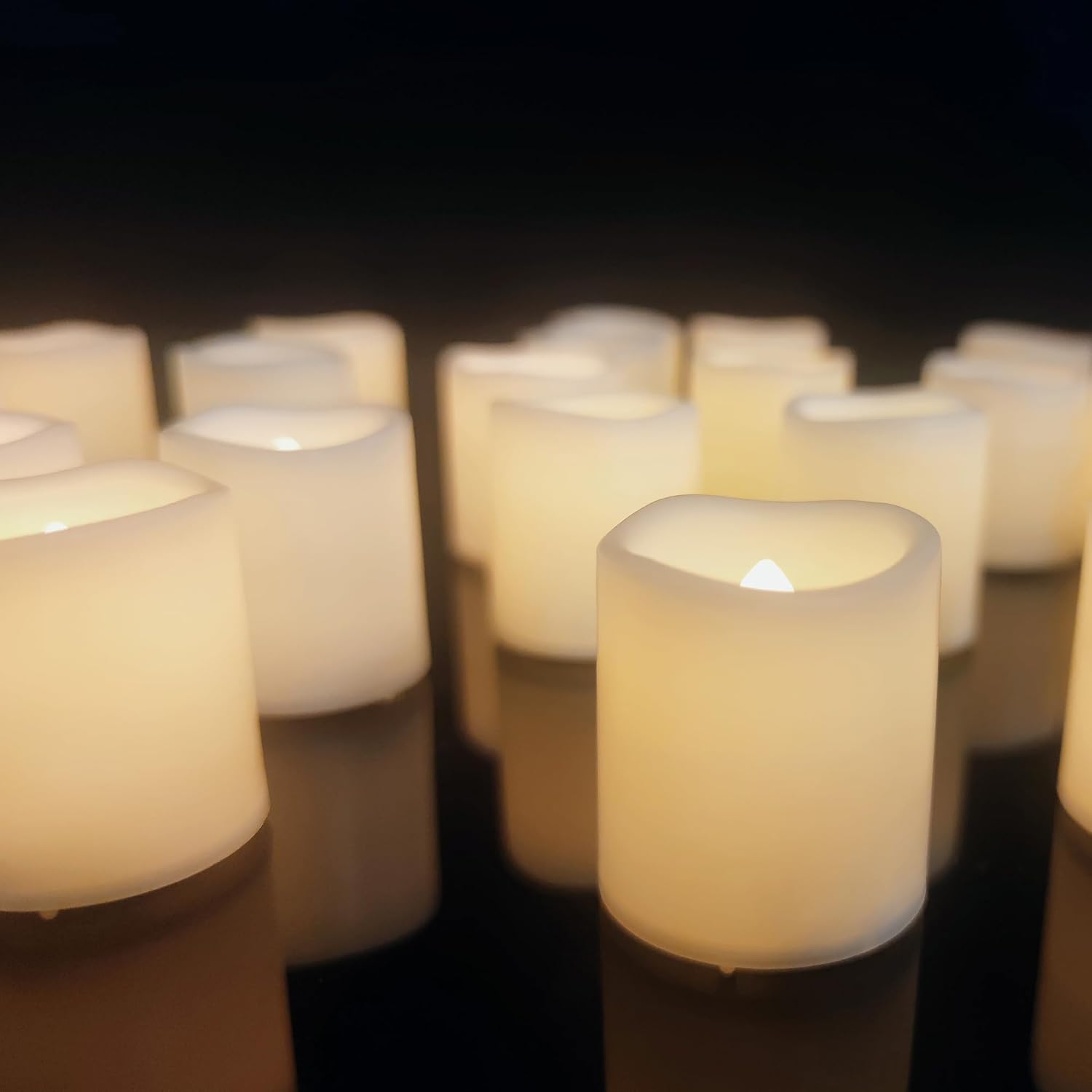 48 Pack Flameless Votive Candles Flickering Electric Fake Candles LED Battery Operated Tea Lights for Home Wedding Decor Party Table Halloween Christmas Decorations, Warm White Glow