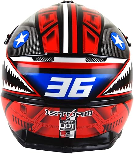Miniatura 5 de 1Storm - Casco de motocross para adultos BMX MX ATV Dirt Bike Downhill Mountain Bike estilo Monster Shark Racing HKY_SC09S