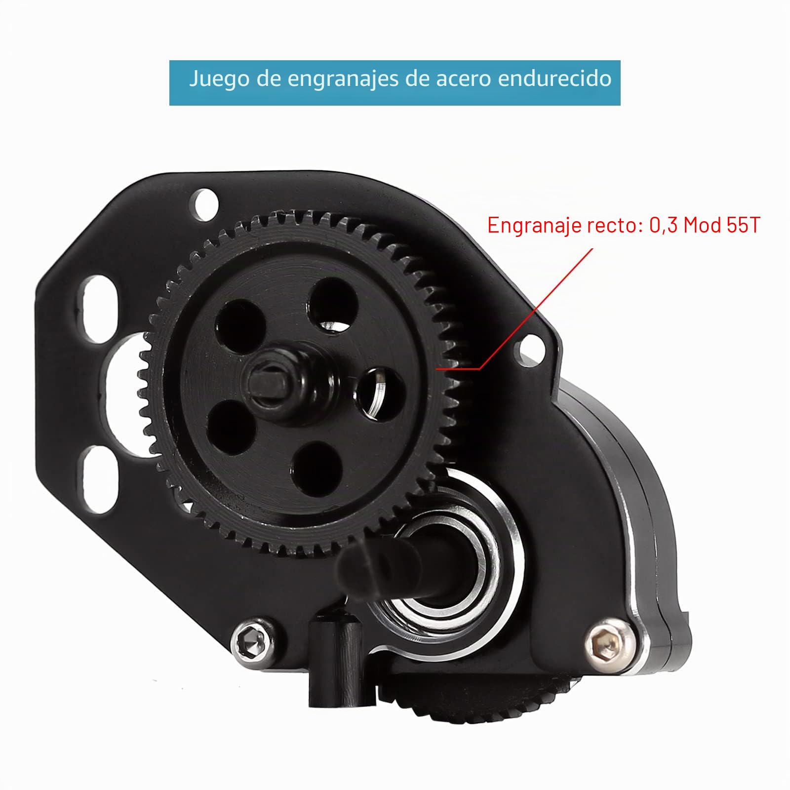 INJORA Transmisión Caja de CambiosCompleto con 0.3 Mod Engranaje para SCX24
