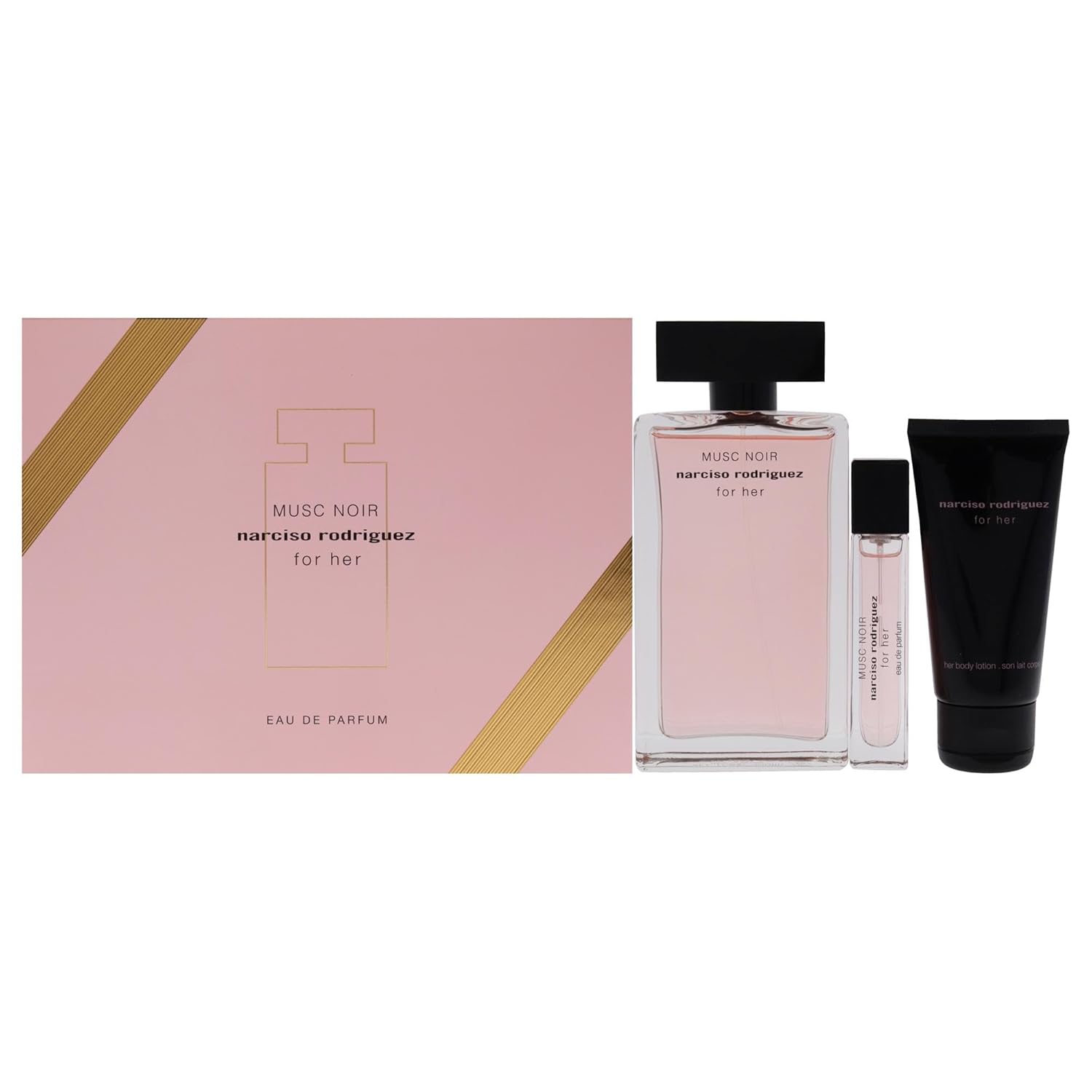 Narciso Rodriguez Musc Noir For Her 3.3oz EDP Spray, 0.33oz EDP Spray, 1.6oz Body Lotion Women 3 Pc Set