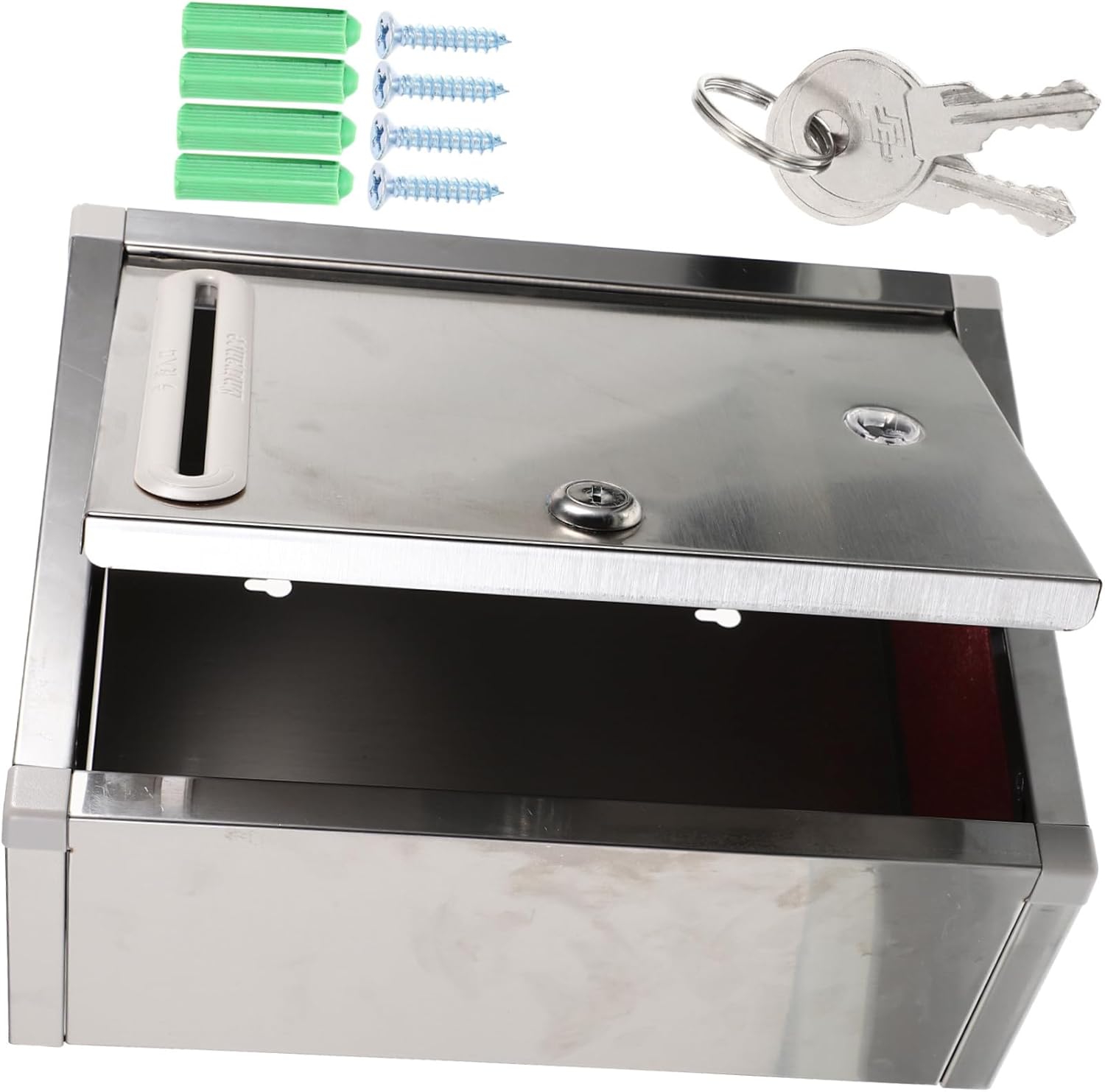 1pc Outdoor Mailbox Wall Mount Small Mailbox Stainless Steel Creative Letter Box Lock