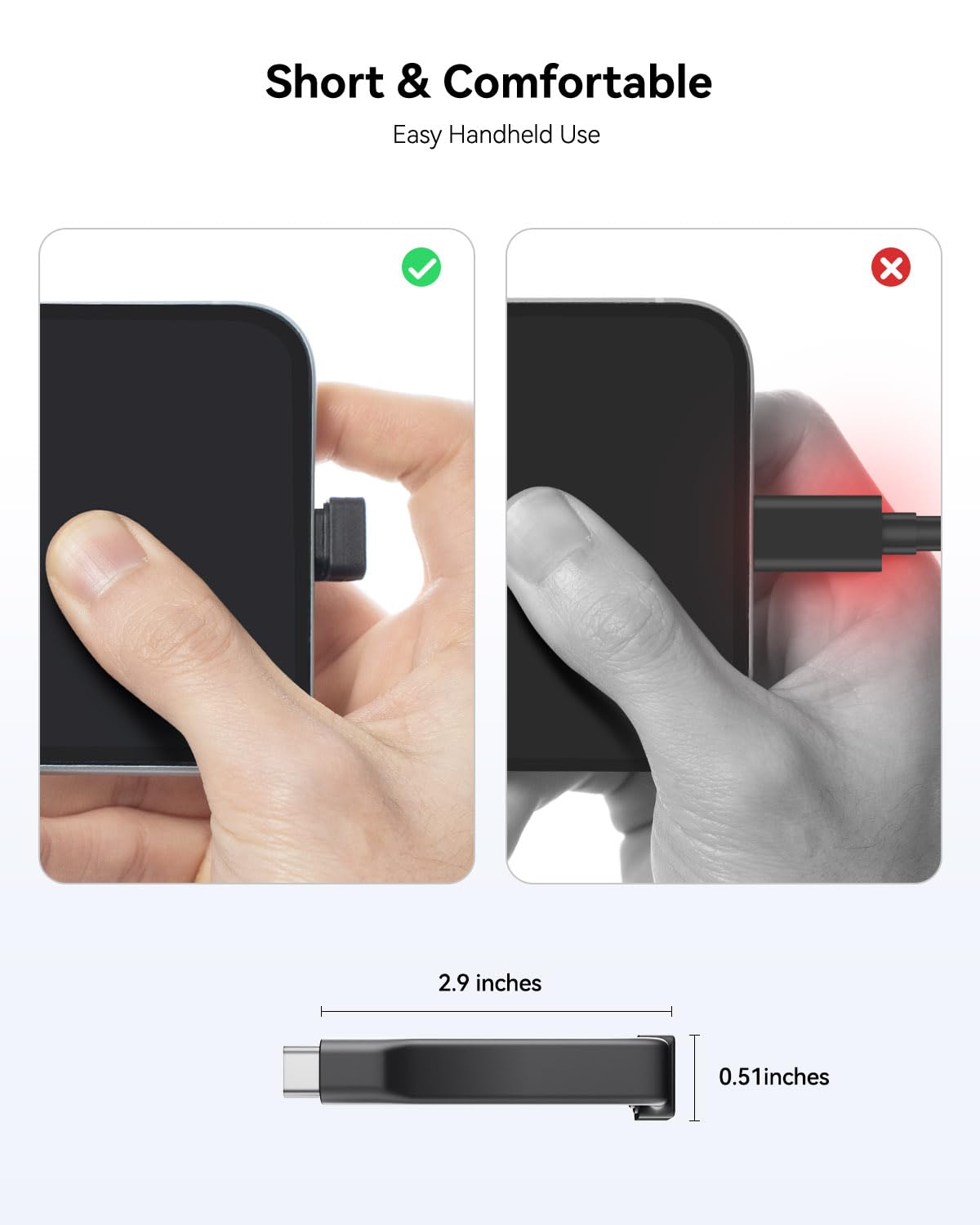 DockCase Short USB-C to USB-C Cable, 60W Charging U-Type USB C Cable, 10Gbps Data Transfer, 4K@120/60Hz Video Display for iPhone 16 15 Pro Max, iPad, Thunderbolt 4/3, Hub, External SSD (7.4cm) - Image 6