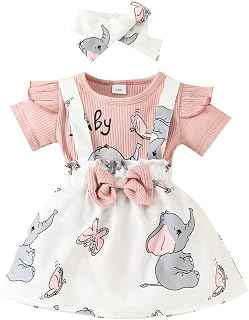 Infant Newborn Girl Elephant Outfits Headband Romper Reindeer Suspender Skirt Sets Fall Winter Christmas Clothes