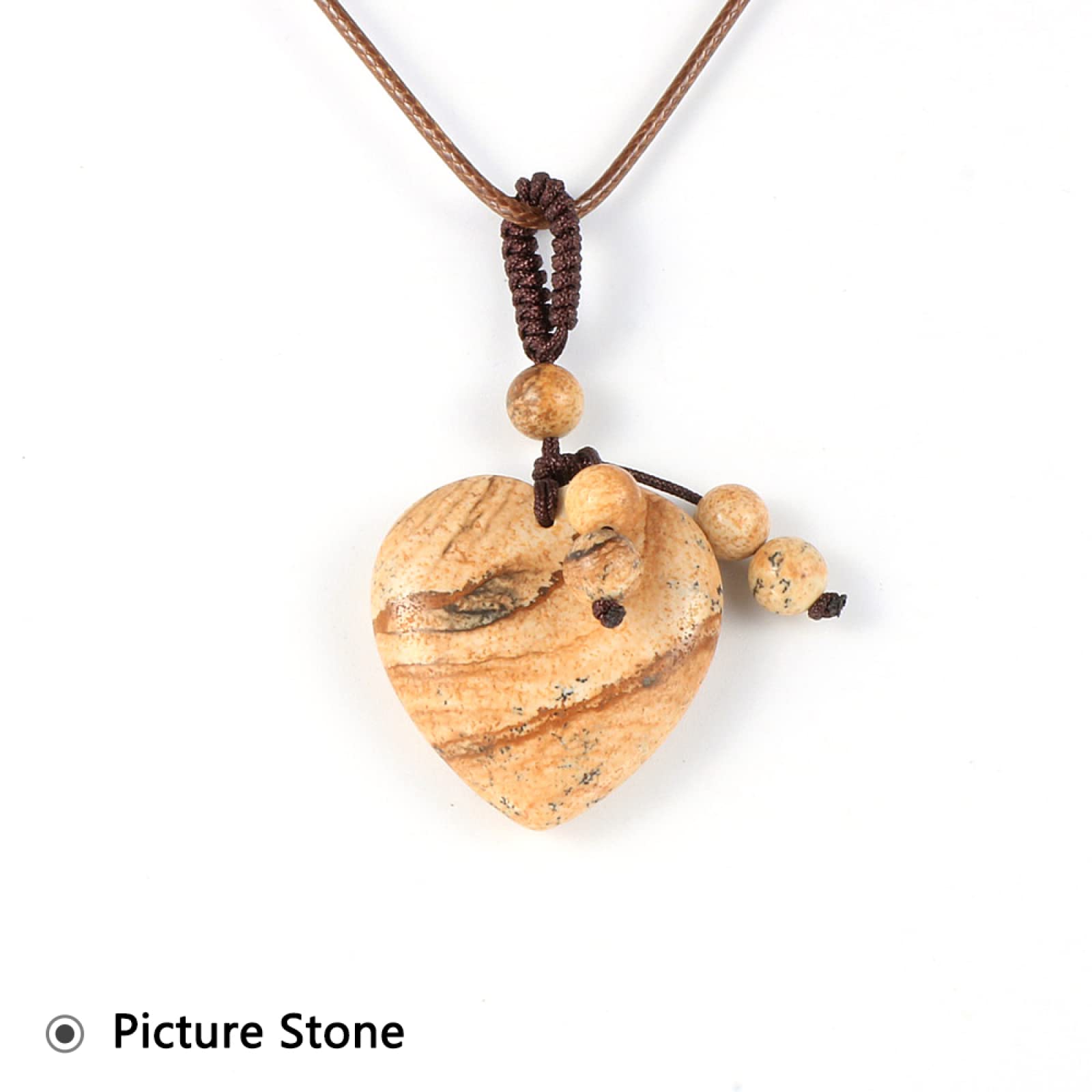 Collier En Pierre De Lave, Howlite Et Ambre Avec Pendentif En Forme De Coeur En Quartz Et Onix