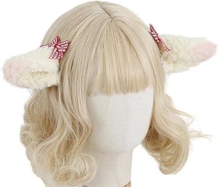 [J's select] 羊耳 ひつじ 耳 レディース レース ヘアアクセサリー ヘアピン カチューシャ 髪飾り (レッド)