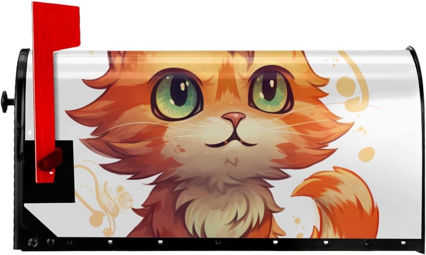 Mailbox Cover Mailbox Wraps Post Letter Box Cover Orange Cat Mailbox Post Cover for Garden Yard Decor 25.5x21 in