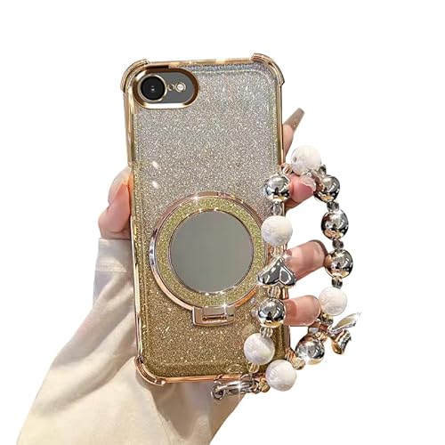LUNBER-ARMOR�EFor iPhone17e �P�[�X �N���A For iPhone16e �J�o�[ �����Y�J�o�[�t�� ���� �X�g���b�v�t�� �\�t�g�P�[�X �����^�X�}�z�����O �~���[�t�� �O���f�[�V���� �O���b�^�[(�S�[���h)