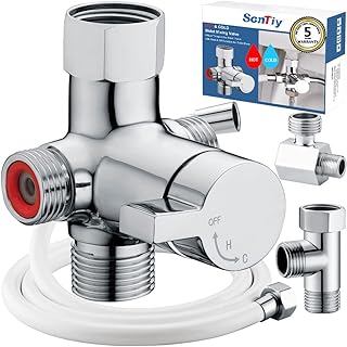 Hot and Cold Bidet Mixing Valve Kit,SonTiy Warm Bidet T-Adapter Metal T Valve for Bidet Valve Adapter with Brass Tee Connector for Bidet Toilet Seat Attachment Handheld Bidet Sprayer-Anti Leak