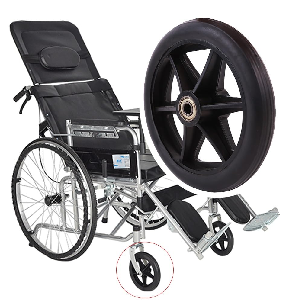 Ruedas Delanteras de Repuesto para Silla de Ruedas de 6, 7 y 8 Pulgadas, 2 Unidades, sólidas, Antideslizantes y antipinchazos (20 cm y 8 Pulgadas)