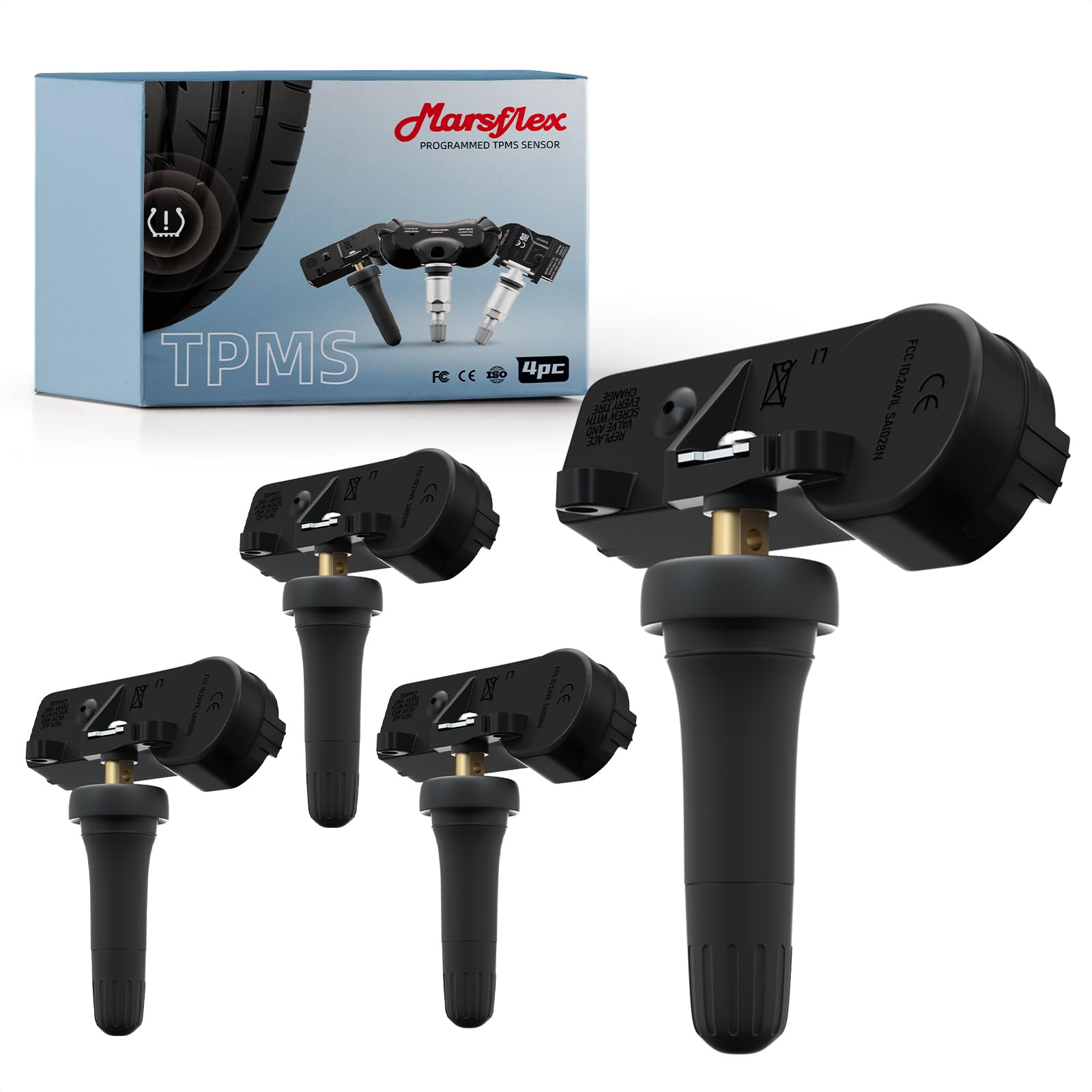 Marsflex TPMS Sensor Fit for Chrysler 200 300 Pacifica Sebring, for Dodge Avenger Charger, for Jeep Commander Compass Wrangler, Tire Pressure Monitoring System OE: 68001696AB, 68078861AA 315MHZ