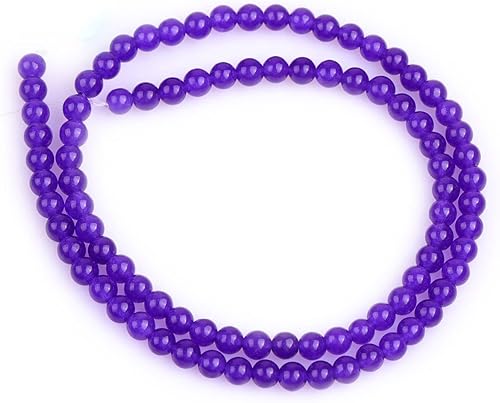 Miniatura 5 de JOE FOREMAN Cuentas redondas de piedra natural de jade morado oscuro de 0.157 in para fabricación de joyas, cuentas de 15 pulgadas, piedras