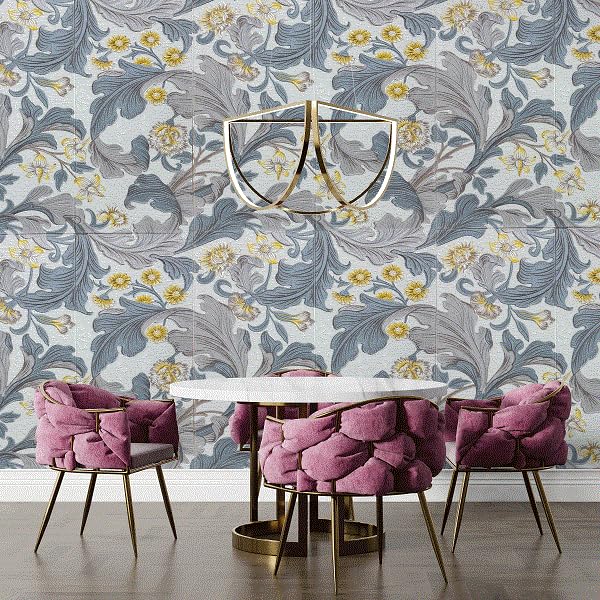 Image of CVD 3D PE Foam Self-Adhesive Wall Stickers | Grey Gold Flower Wallpaper for Home, Hotel, Living Room, Bedroom & Cafe | DIY Decorative Panel (70 x 70 cm, Approx. 5.8 Sq. Feet, 1 Piece)